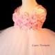 Light pink flower girl dress/ Junior bridesmaids dress/ Flower girl pixie tutu dress/ Rhinestone tulle dress