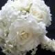 Realtouch Wedding Bouquet of Replica Of Ivanka's  Bouquet In Gardenias Roses and Stephanotis and Boutonniere