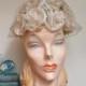 Floral Wedding Hat - Vintage 1960s Ivory Floral Hat with Open Top &  Veil  - fits 21-22 inch head
