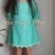 Lace Flower Girl Dress-MINT Communion Dress-Rustic Flower Girl-Aqua Long Sleeve Flower Girl Dress-Bridesmaid-Country Flower Girl-Birthday