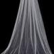 Cathedral Length Wedding Veil with Crystal Edge and Scattered Crystals, Crystal Bridal Veil, White Diamond Ivory Veil, Style 1034