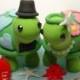 Customise Happy Turtle Love Wedding Cake Topper- Special Patterns on Shell