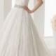a-line sleeveless button lace chapel train wedding dress - Cheap-dressuk.co.uk