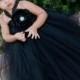 Flower girl dress Black LaceTutu Dress with Black flowers. baby tutu dress, toddler tutu dress, wedding, birthday, Newborn, 2t,3t,4t,5t