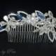 NEW Bridal Accessories Wedding Hair Accessories Bridal Rhinestone and Swarovski  White Pearls Comb. Something Blue. Sapphire Rhinestone Comb