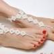 Crochet Barefoot Sandals IVORY DIAMOND, ecru foot jewelry, nude shoes, beach wedding accessories, lace shoes, bridesmaids gift