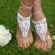 Crochet Barefoot Sandals,Beach Pool,Nude shoes,Foot jewelry,Wedding shoes,White sandles