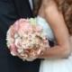 Tea-Stained Fabric Bouquet, Bridal Bouquet - Large Fabric Flower Bouquet, Vintage Wedding, Heirloom Bouquet
