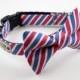 Red White Blue Stripes Dog Bow Tie Collar