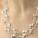 Freshwater Pearl Wedding Necklace, Beach Wedding Jewelry, Bridal Statement Necklace, Freshwater Pearl Necklace, Swarovski Crystal Necklace
