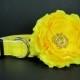 Yellow  Dog Collar with flower set  (Mini,X-Small,Small,Medium ,Large or X-Large Size)- Adjustable