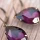 Amethyst Earrings Radiant Orchid Estate Style Dangle Vintage Earrings Bridal Party Jewelry Dark Purple Bridesmaids Gift