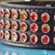 Leather and Crystal Dog Collar / 1.5" wide / Black, Brown, Chestnut, Tan Leather / Swarovski Crystals / Nickel Studs / large dogs