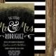 Chic Black Gold and White Mr. and Mrs. Engagement Party Invitation