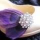 Purple Peacock Shoe Clips. Stunning, Bridal, Wedding.- PARISIENNE GIRL Collection-PURPLE-