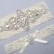Wedding Garter, Ivory / White Lace Keepsake / Toss Bridal Garter Set, Crystal Rhinestone Custom Garter, Petite / Plus Size Garter Belt