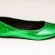 Glitter Kelly Green Ballet Flats Slippers Custom Shoes