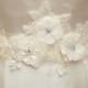 Ivory Beaded Flower Belt Bridal Wedding Sash Bridal Ivory 3D Applique