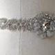 Bridal beaded crystal sash with glam orchid jewel piece.  Embellished rhinestone wedding belt. EXOTIC ORCHID