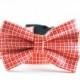 ON SALE Orange Pet Bow Tie - Detachable Cat and Dog Orange and White Plaid Checkered Gingham Bow Tie