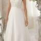 A-line Chiffon,Lace Scoop Natural Waist Sweep/Brush Train Wedding Dress