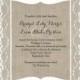 Lace In White On Burlap Wedding Invitation 2 5" X 7" Invitation Card