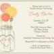 Mason Jar Bridal Shower Invitations, Wedding, Coral, Yellow, Orange, Set of 10 Printed Cards, FREE Shipping, MAJAY, Mason Jar Coral Yellow