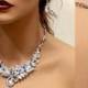 Wedding jewelry set, Bridal necklace earrings, Crystal rhinestone back drop necklace statement, crystal jewelry set