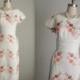 50's Floral Dress // 1950's Embroidered Floral Cotton Garden Party Day Dress S