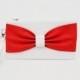 OPENING SALE -White red bow wristelt wedding clutch ,bridesmaid clutch ,casual clutch ,Evening bag ,zipper pouch .make up bag