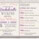 Bachelorette Party Weekend invitation and itinerary custom printable 5x7