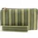 Striped clutch - green small purse - summer bag for women at beach wedding - pouch & key fob handle - zipper wristlet - recycled fabric bag