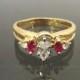 Vintage 14K Solid YG .36Ct Genuine Ruby & Diamond Engagement Ring Size 7