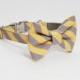Gray and Yellow Striped Adjustable Bow Tie Dog Collar