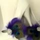 Bridal Shoe Clips -  Peacock Shoe Clips, Purple, Feathered Shoe Clips, Wedding Shoe Clips