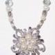 Wedding Bouquet Memorial Photo Charm Clear Crystal Gems Metal Swirls Pearls Tibetan Beads - FREE SHIPPING