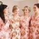 Pink Bridesmaids Robes, Kimono Crossover Robes, Spa Wraps, Bridesmaids gift, getting ready robes, Bridal shower party favors, Floral