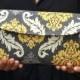 Wedding Clutch/ Bridesmaid Gift Damask in yellow and gray