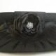 Black Satin Clutch - Crystal Flower Clutch - Black Satin Handbag - Black Formal Clutch - Flower Evening Clutch - Crystal Wedding Handbag