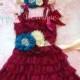 Raspberry Ivory Turquoise dress set, Flower girls dress,Ivory  Dress,girls dress, Birthday dress,fall dress,baby dress, Plum dress,baby girl