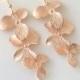 Rose Gold Earrings- Flower Earrings- Long Earrings- Gold Dangle Earrings- Will You Be My Bridesmaid Gift- Gifts For Her- Wedding GIft Idea