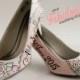 Personalized Garden Blush Wedding Shoes, Wedding Shoe, Custom Hand painted High Heels