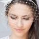Bridal feather headband with pearl veil, bridal feather hairpiece