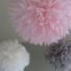 Age of Innocence - 5 Tissue Pom Kit - Pinks and Gray Paper Pom Poms - Nursery Mobile