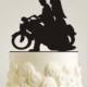 Motorcycle Cake Topper - Rustic Cake Topper - Wood Cake Topper, Burlap Wedding Cake Topper, Bike Cake Topper