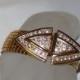 Vintage Art Deco Rhinestone Chain Mesh Hinged Bracelet Wedding Bracelet Jewelry Whiting Davis