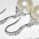Wedding Pearl Earrings, Cream Ivory Pearl CZ Sterling Silver Earrings, Swarovski Ivory Pearl, Bridal Ivory Pearl Jewelry Free US Shipping