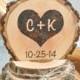 Rustic Wedding Cake Topper Wood Burned Heart Personalized Romantic Country