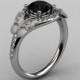 Nature Inspired 10K White Gold 1.0 CT Black Diamond Butterfly and Vine Engagement Ring, Wedding Ring NN117S-10KWGDCHD