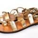 Leather Sandals / Greek Handmade lace-up toe ring Spartan women sandals / Wedding Sandals